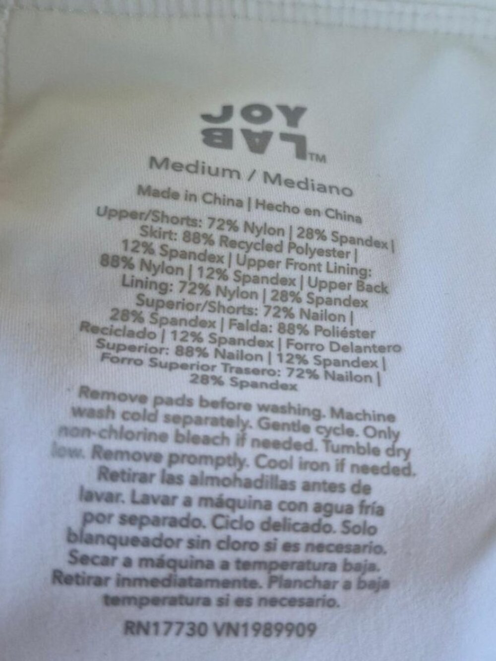 NWOT Sz M JoyLab Game Day Activewear Athletic White Dress Built-in Shorts - Picture 3 of 6